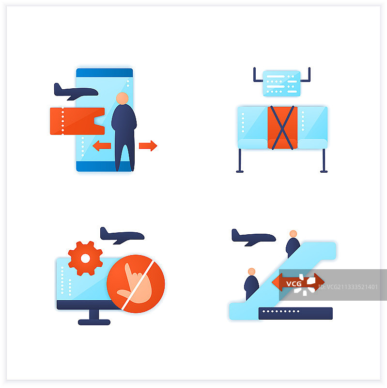 机场新常态扁平图标集图片素材