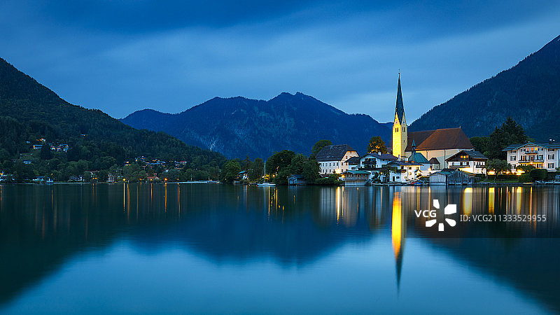 Rottach-Egern, Tegernsee, Sankt lautius church, Miesbach, Bavaria，德国图片素材