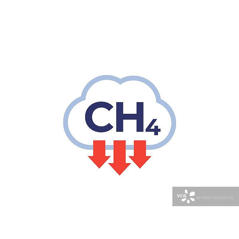 白色背景上的甲烷排放CH4图标图片素材