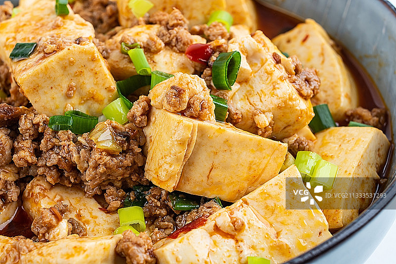 中国家常菜一碗香辣麻婆豆腐图片素材