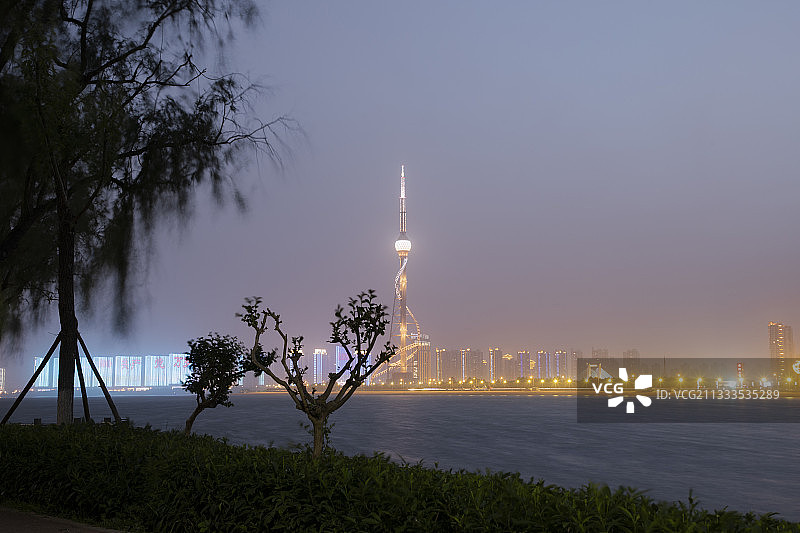 山东临沂市沂河夜景图片素材