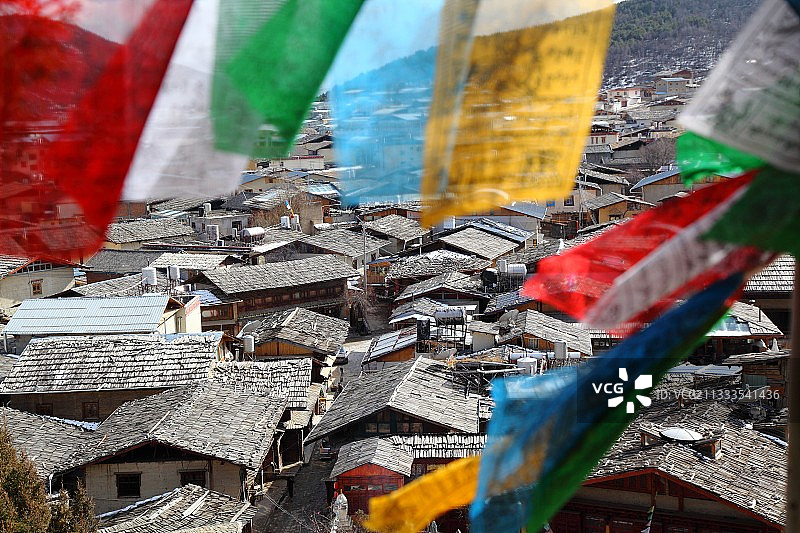 云南迪庆独克宗古城藏民居图片素材