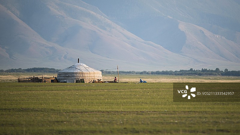 库苏古尔省的蒙古包，蒙古国图片素材