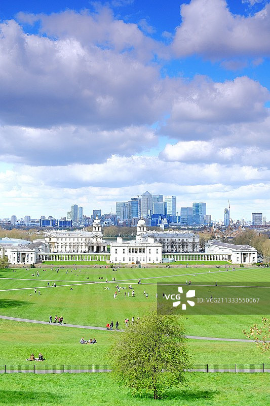 英国伦敦格林威治公园：世界遗产，金丝雀码头金融区，海事博物馆图片素材