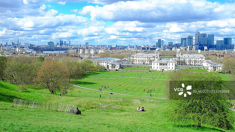 英国伦敦格林威治公园：世界遗产，金丝雀码头金融区，海事博物馆图片素材