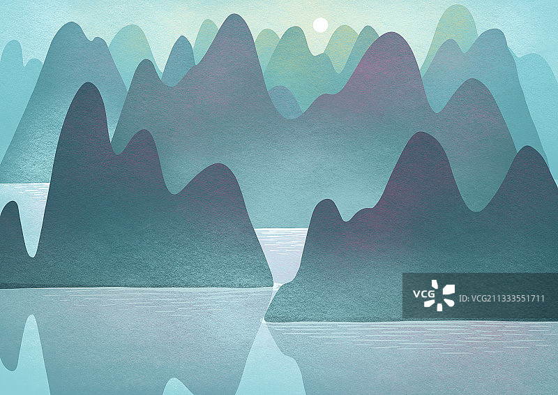 山水画插画-山水画图片素材