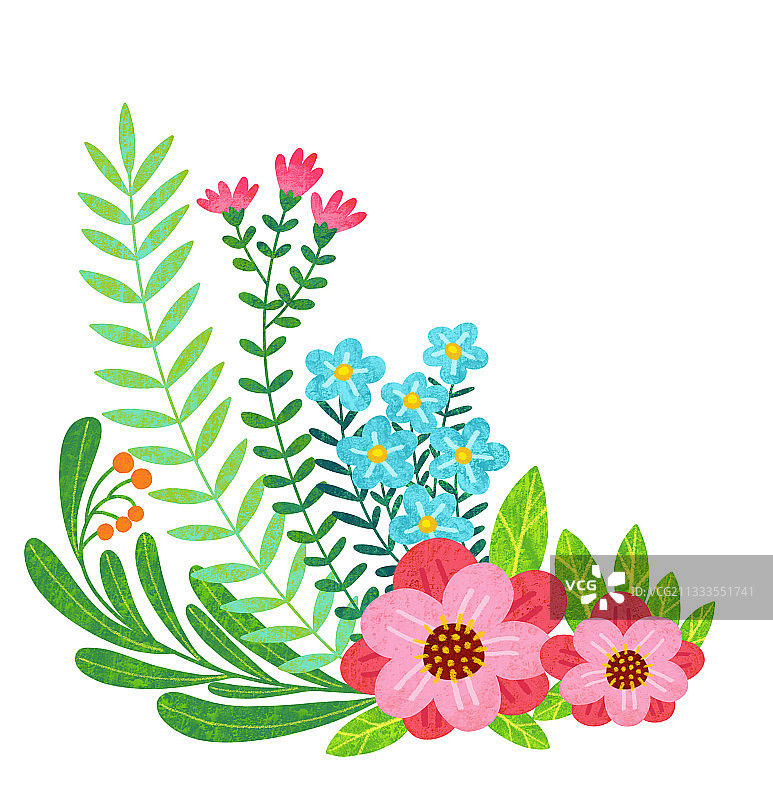 花卉插画系列-边缘装饰花图片素材