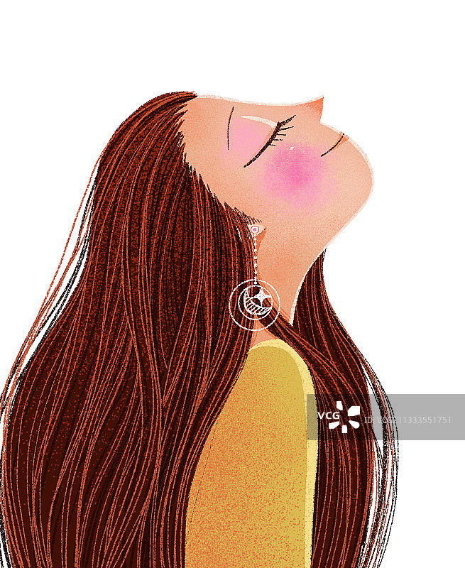 人物插画系列 抬头闭着眼睛的女人图片素材