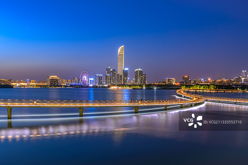 金鸡湖夜景图片素材