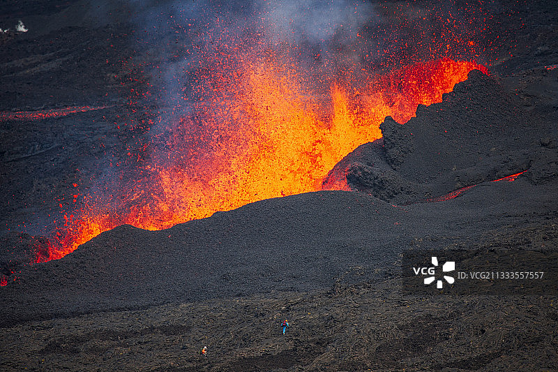 富尔奈斯火山活动，2015年7月31日火山喷发，留尼汪图片素材