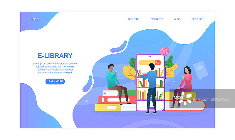 在线图书馆抽象概念图片素材