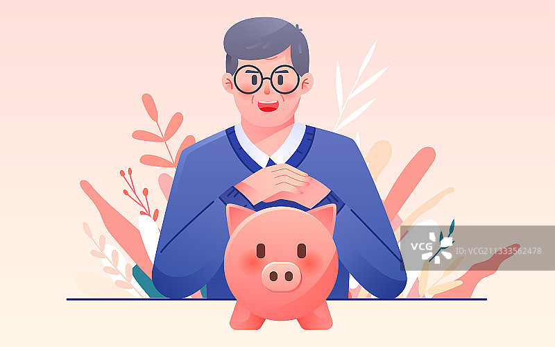 卡通家人医疗健康养老保险社保基金矢量插画图片素材