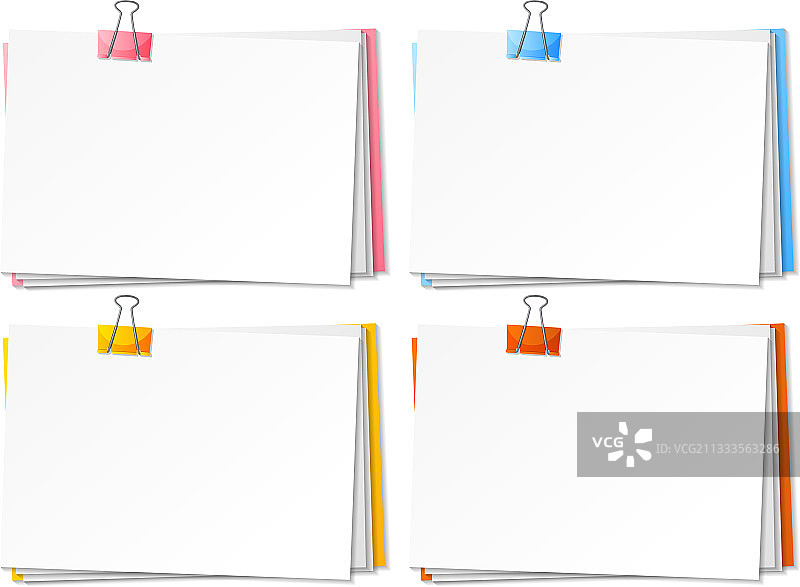 空白纸张和燕尾夹模板图片素材