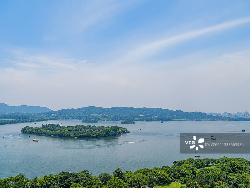 杭州·雷峰塔上看西湖全景图片素材