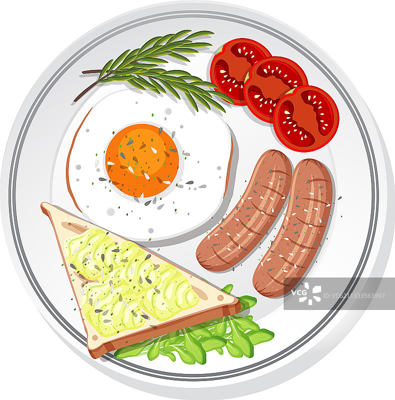 餐盘上的早餐套餐俯视图图片素材