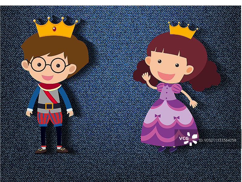 卡通小王子和小公主图片素材