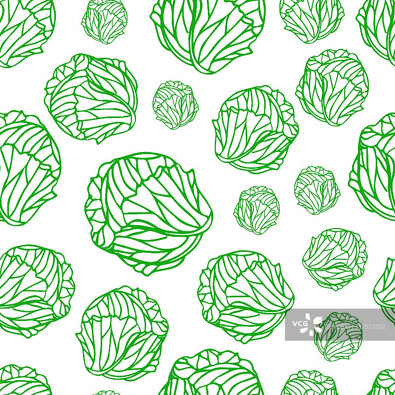 手绘卷心菜无缝图案图片素材