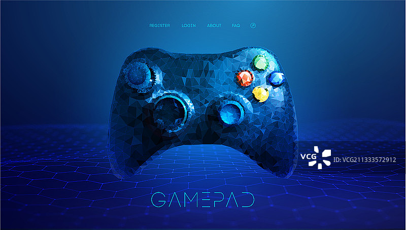 低多边形游戏手柄3D抽象设计图片素材