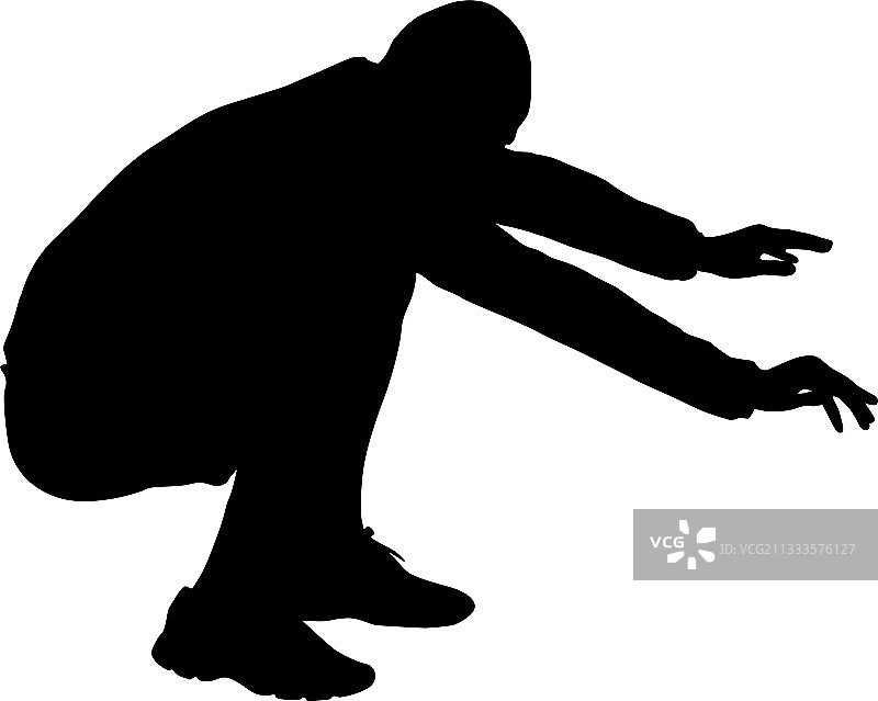 白色背景上的男子跳远剪影图片素材