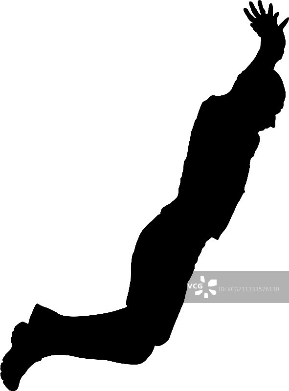 白色背景上的男子跳远剪影图片素材