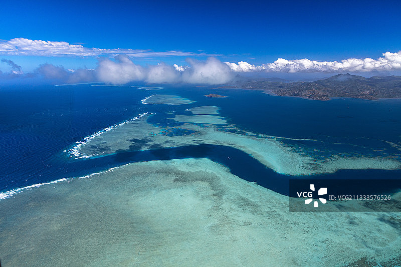 印度洋马约特岛著名S通道鸟瞰图片素材