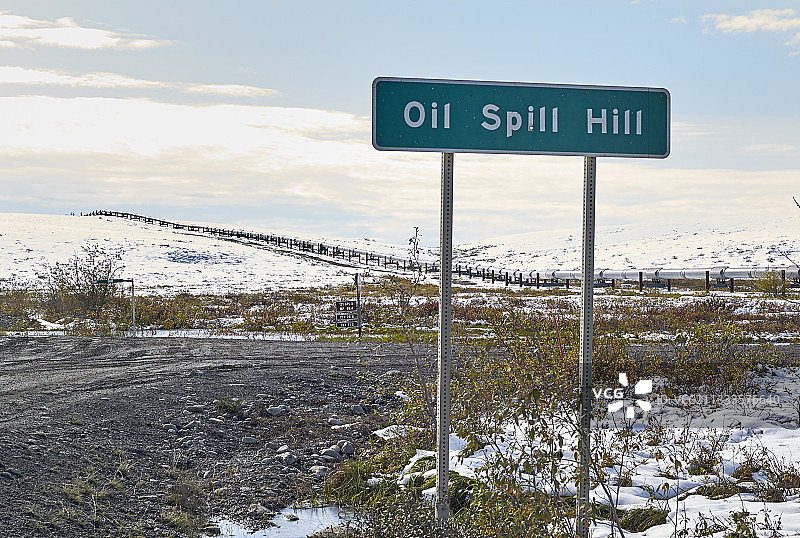 道尔顿公路：从费尔班克斯到普拉德霍湾，跨阿拉斯加管道系统，美国阿拉斯加州图片素材