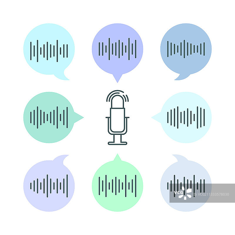 语音气泡和麦克风套装图片素材