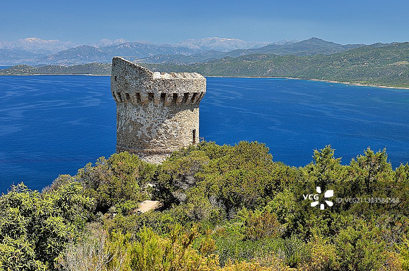 法国科西嘉岛普罗普里亚诺地区卡普穆鲁热那亚塔图片素材
