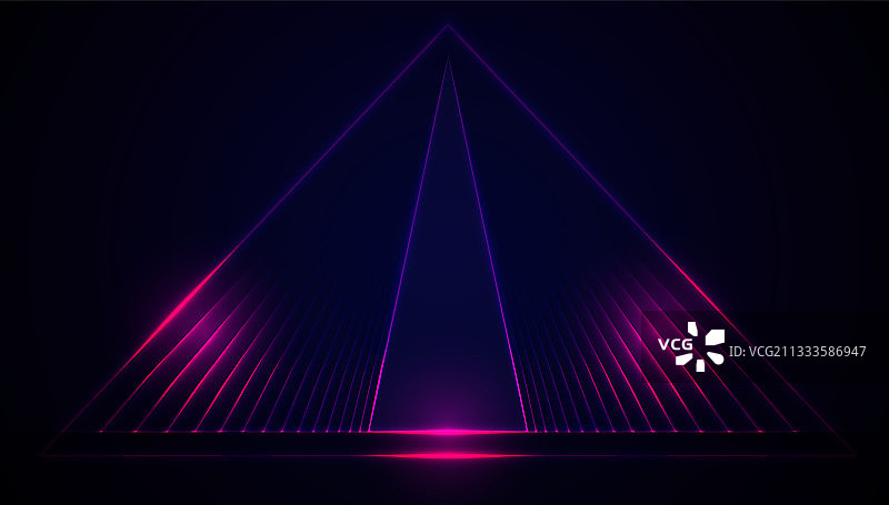 多彩霓虹灯发光三角形立体渐变拱门效果，抽象矢量高科技背景素材图片素材