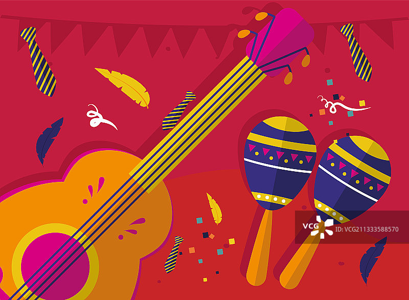 狂欢节吉他和沙槌设计图片素材