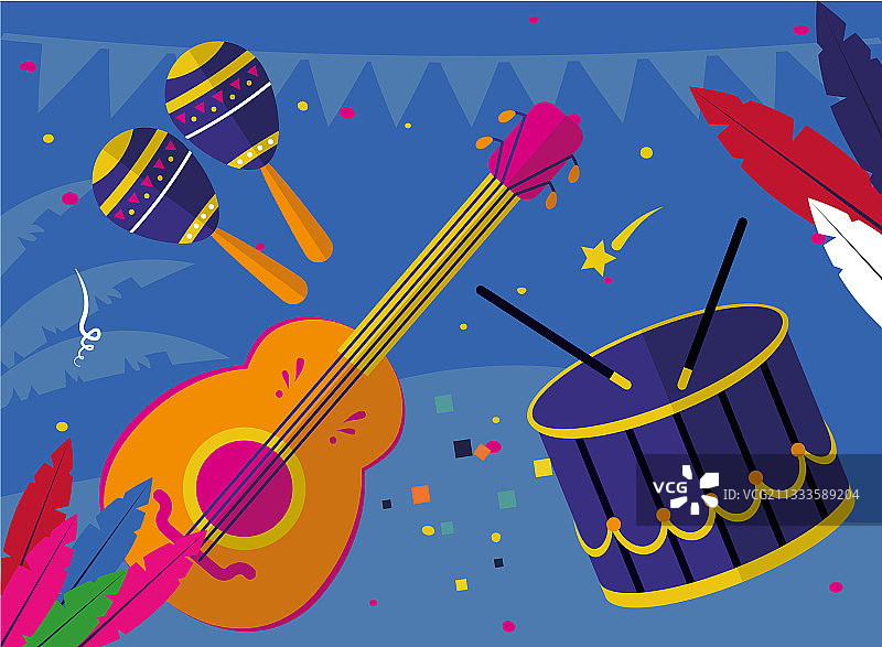 嘉年华鼓吉他沙槌设计图片素材