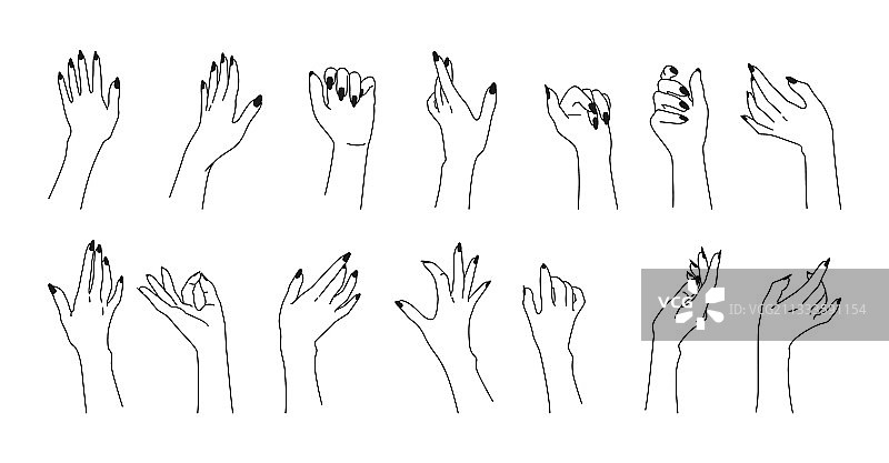 美甲手部多种族手臂草图图片素材