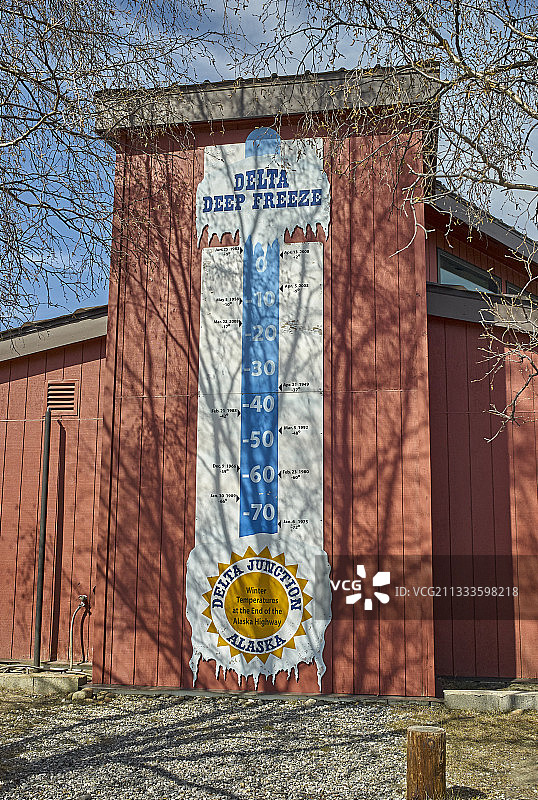 阿拉斯加州德尔塔 Junction 的极端温度温度计图片素材