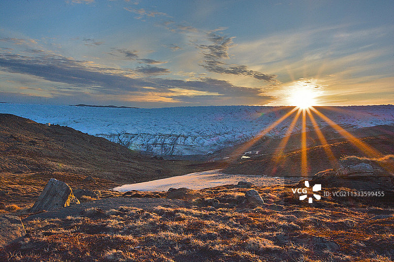 凌晨3点的格陵兰冰盖前沿图片素材