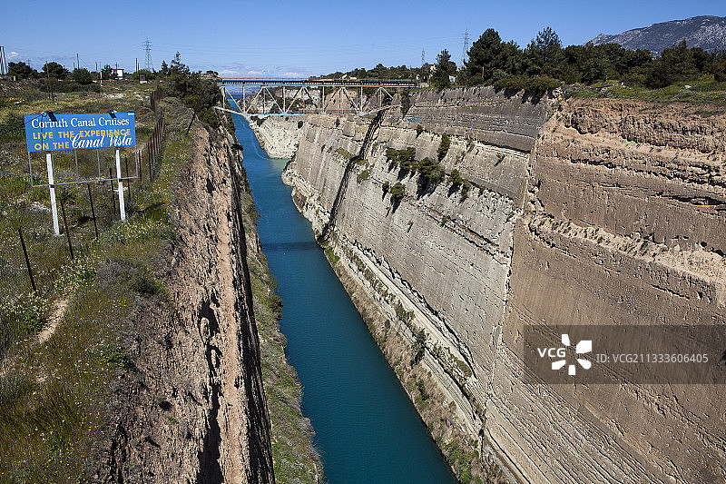 科林斯运河，伯罗奔尼撒，希腊图片素材