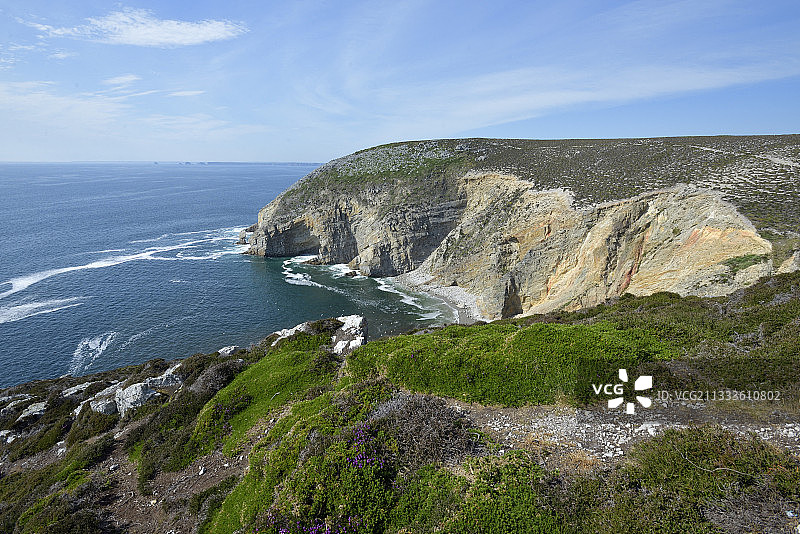 法国布列塔尼阿摩尔地区自然公园克罗宗半岛山羊角图片素材