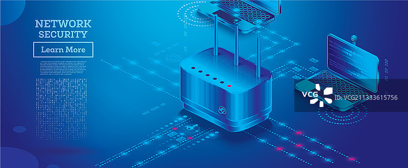 硬件防火墙网络安全2.5D概念图片素材