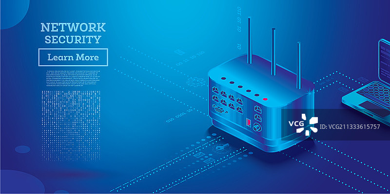 网络安全等距概念网关图片素材