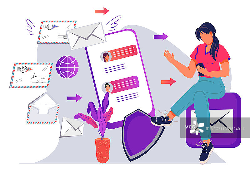 通过女性检查的消息邮政服务图片素材