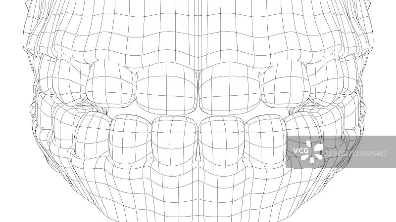 线框3D牙齿特写图片素材