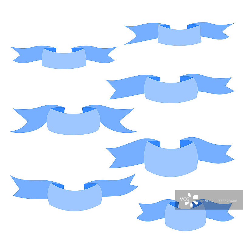 白色背景上的蓝色扁平丝带图片素材