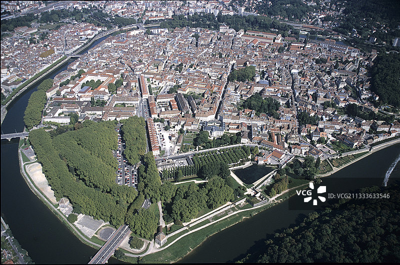 法国杜省贝桑松鸟瞰图片素材