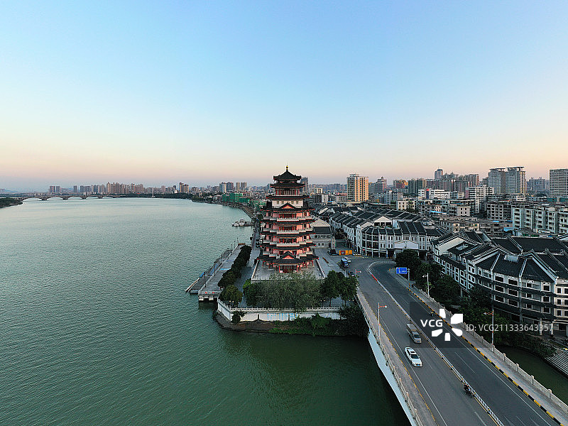 广东省惠州市惠城区水东街合江楼航拍图片素材