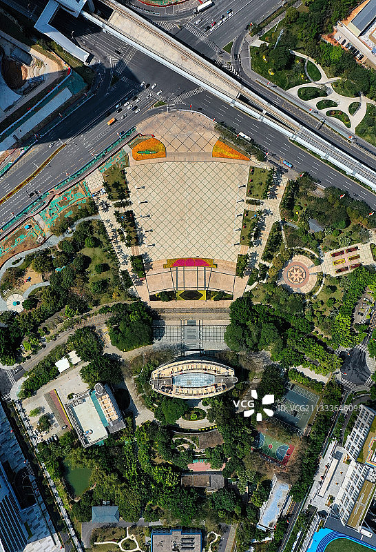 广东省深圳市光明区政府和市民广场新城公园航拍图片素材