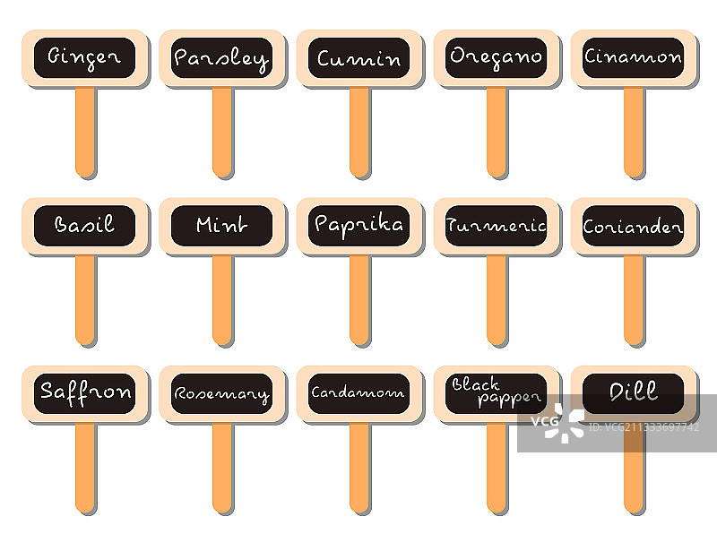 香料花园盆栽标签套装图片素材