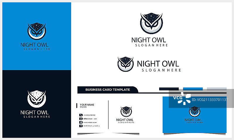 月亮概念夜猫子标志图片素材