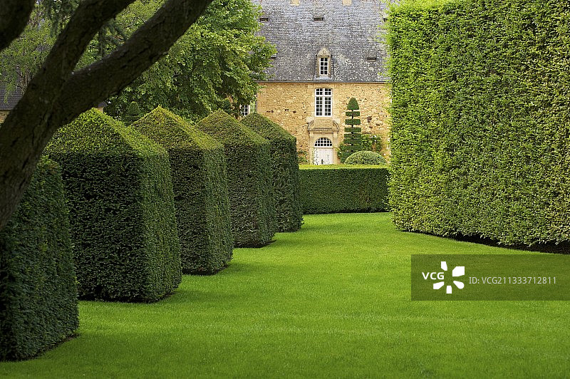 法国埃里尼亚克的黄杨木花园图片素材