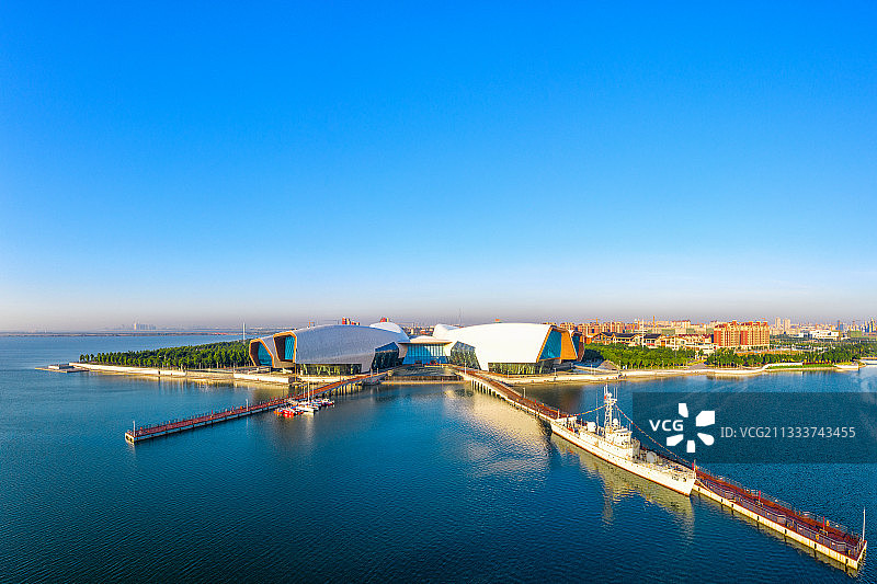 天津市滨海新区海洋博物馆航拍全景图图片素材