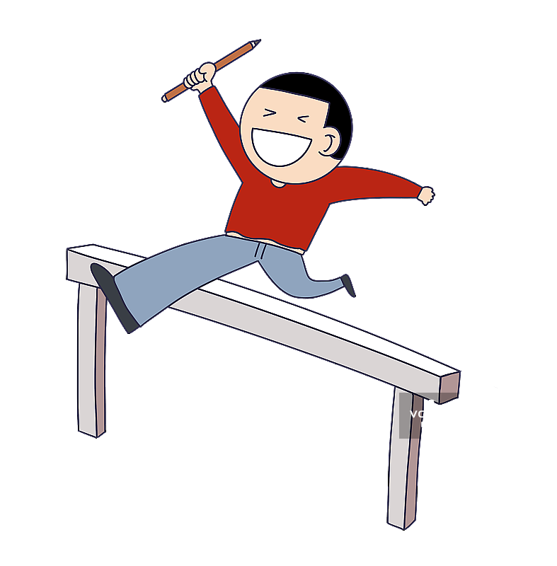 元素：拿着铅笔跨栏的人物图片素材