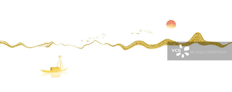 新中式抽象线型山水图片素材